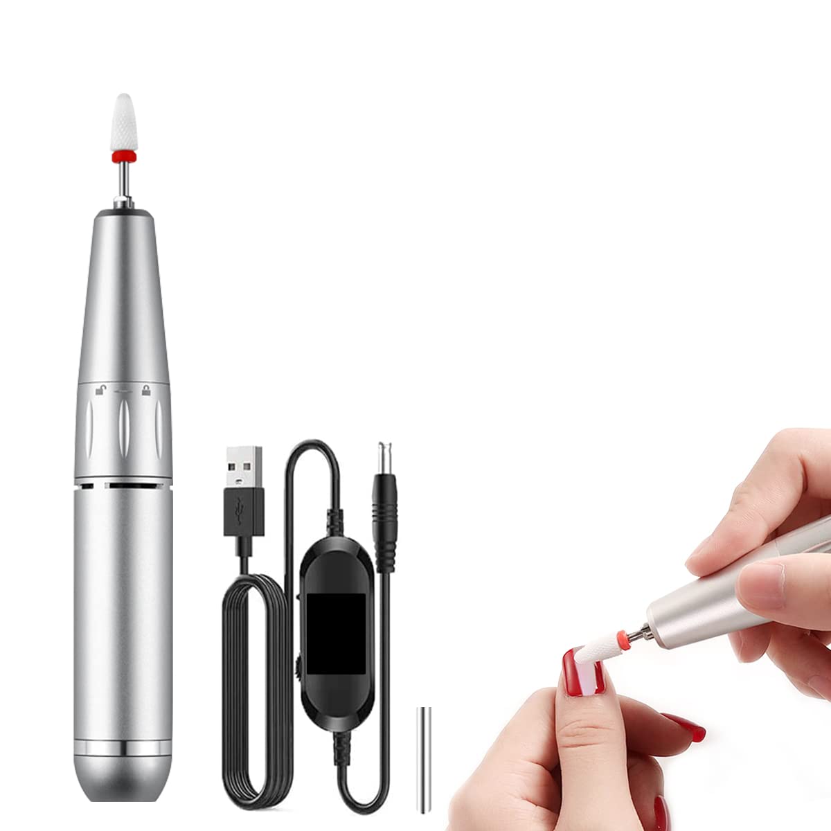 MAYCREATE Nail Drill Machine with Drill Bit Professional 30000rpm Adjustable USB Nail Drill Machine for Gel Nail, Salon Nail Drill Machine Portable Manicure Pedicure Drill for Nair Art MAYCREATE Nail Drill Machine with Drill Bit Professional 30000rpm Adjustable USB Nail Drill Machine for Gel Nail, Salon Nail Drill Machine Portable Manicure Pedicure Drill for Nair Art